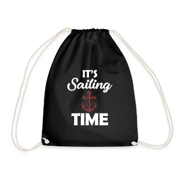 It's sailing time, yachting, pontoon boat, nauti, sailor - Drawstring Bag - black - Front