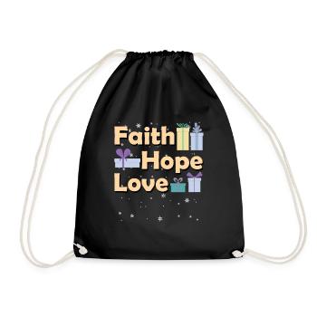 Religious Family Christmas Matching Costume Faith - Drawstring Bag - black - Front
