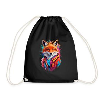 fuchs Tier Kunst I cooles niedliches fuchs - Turnbeutel - Schwarz - Vorne