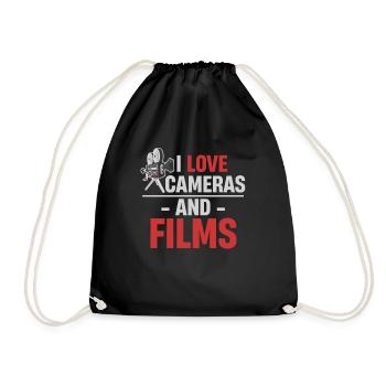 Ich Liebe Kameras Und Filme Videofilmer Vlogging - Turnbeutel - Schwarz - Vorne