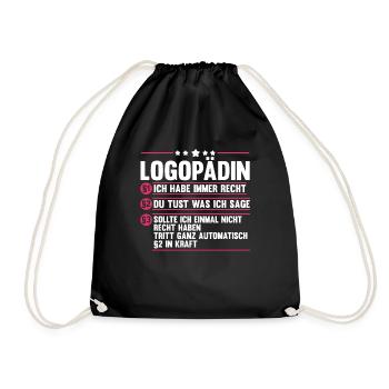 Logopädie Logopädin - Turnbeutel - Schwarz - Vorne