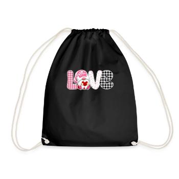 Liebe Valentinstag Gnome Lover Lustige Herz Gnome - Turnbeutel - Schwarz - Vorne