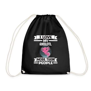 Funny Axolotl Cute Axolotl - Drawstring Bag - black - Front