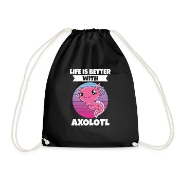 Funny Axolotl Cute Axolotl - Drawstring Bag - black - Front