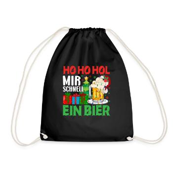 Bier Weihnachten Weihnachtsfeier Geschenke - Turnbeutel - Schwarz - Vorne
