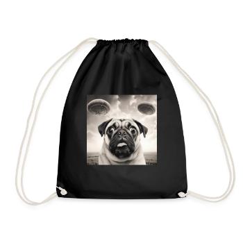 Selfie Mops Ufo Hund Lustige Alien Ufo - Turnbeutel - Schwarz - Vorne