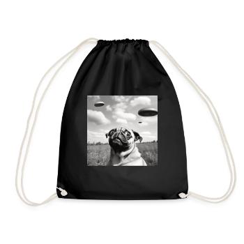 Selfie Mops Ufo Hund Lustige Alien Ufo - Turnbeutel - Schwarz - Vorne