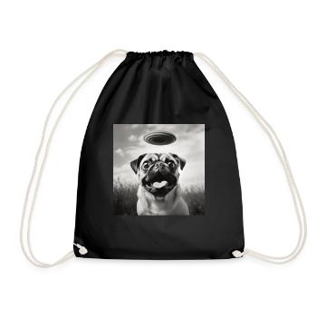 Selfie Mops Ufo Hund Lustige Alien Ufo - Turnbeutel - Schwarz - Vorne