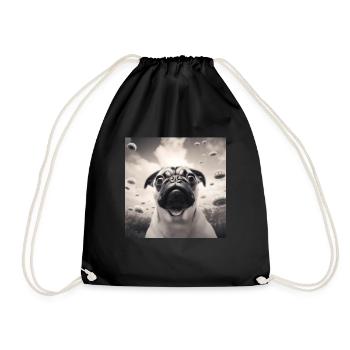 Selfie Mops Ufo Hund Lustige Alien Ufo - Turnbeutel - Schwarz - Vorne