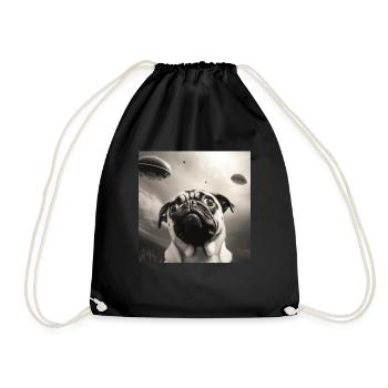 Selfie Mops Ufo Hund Lustige Alien Ufo - Turnbeutel - Schwarz - Vorne