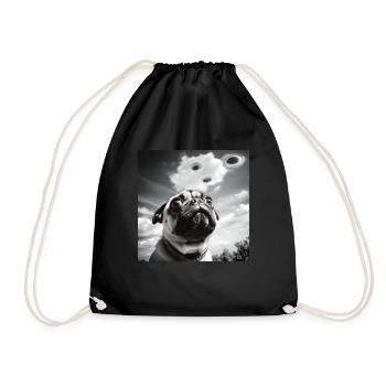 Selfie Mops Ufo Hund Lustige Alien Ufo - Turnbeutel - Schwarz - Vorne