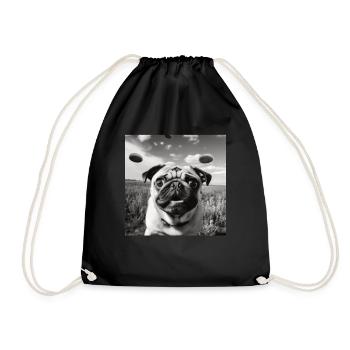 Selfie Mops Ufo Hund Lustige Alien Ufo - Turnbeutel - Schwarz - Vorne