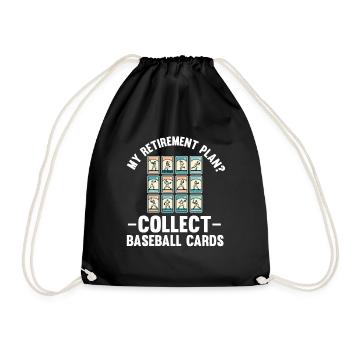 Baseball Card Collector Funny Collecting Baseball - Drawstring Bag - black - Front