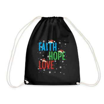 Faith Hope Love Religious Family Christmas Santa - Drawstring Bag - black - Front
