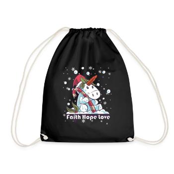 Faith Hope Love Religious Family Christmas - Drawstring Bag - black - Front