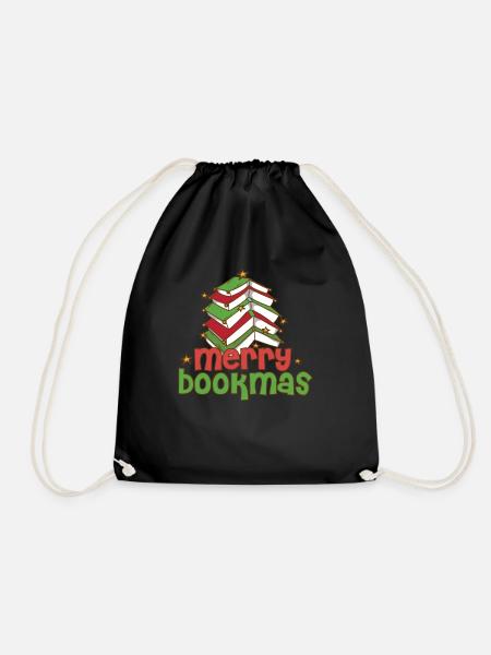 Merry Bookmas Bookworm Christmas Tree Introvert - Turnbeutel - Schwarz