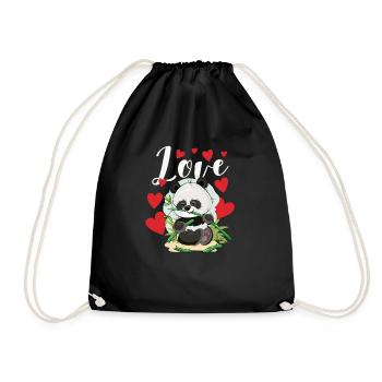 Liebe Panda-Valentinstag-lustige niedliche Panda - Turnbeutel - Schwarz - Vorne