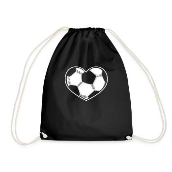 Soccer Heart Sports Football Player Coach Fan - Drawstring Bag - black - Front