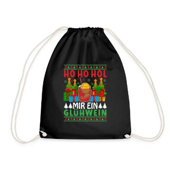 Ho ho hol mir Glühwein Weihnachtsoutfit - Turnbeutel - Schwarz - Vorne