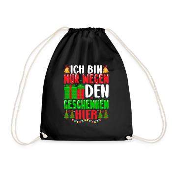 Geschenk Weihnachten Heiligabend - Turnbeutel - Schwarz - Vorne