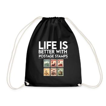 Stamp Collector Postage Stamping Philatelist Men - Drawstring Bag - black - Front