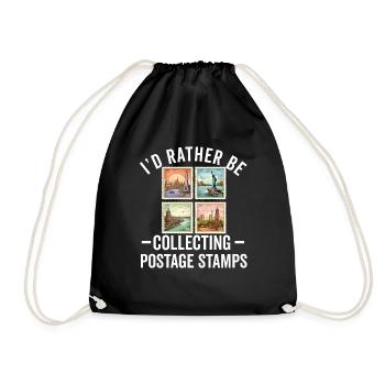 Stamp Collector Postage Stamping Philatelist Men - Drawstring Bag - black - Front