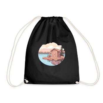 Sauna Outfit für Wellnessliebhaber lustiges Sauna - Turnbeutel - Schwarz - Vorne