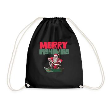 Merry Fishmas Funny Santa Claus Fishing Christmas - Turnbeutel - Schwarz - Vorne