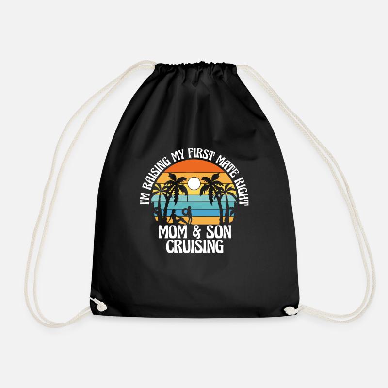 Mom And Son Cruise Vacation Summer Single Mom - Drawstring Bag - black