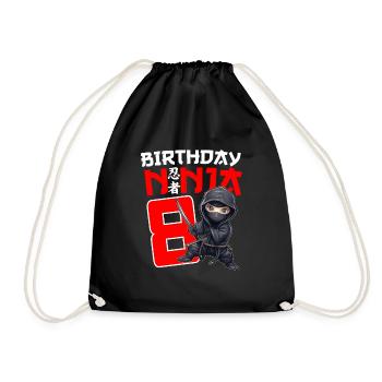 Kids Birthday Ninja Shirt - 8 Year Old Ninja Birth - Turnbeutel - Schwarz - Vorne