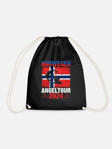 Norwegen Angeltour 2024 Geschenk für Angler - Turnbeutel - Schwarz