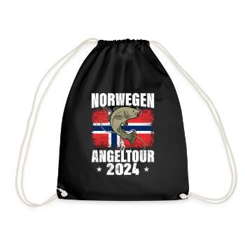 Angeltour Norwegen 2024 Angelurlaub - Turnbeutel - Schwarz - Vorne
