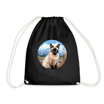 Siamese Cat Siamkatze - Turnbeutel - Schwarz - Vorne
