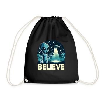 Lustiges Außerirdischer Alien Believe - Turnbeutel - Schwarz - Vorne