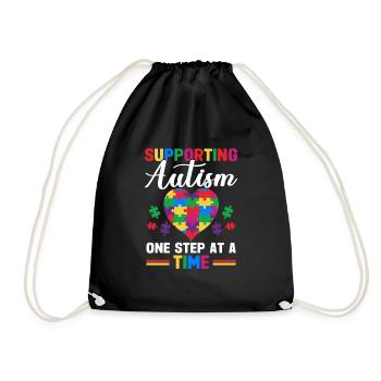 Autism awareness support autistic - Drawstring Bag - black - Front