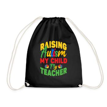Autism awareness support autistic - Drawstring Bag - black - Front