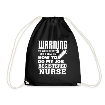 Rn Nurse Registered Nurse Warning - Drawstring Bag - black - Front