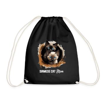Siamese Cat Siamkatze - Turnbeutel - Schwarz - Vorne
