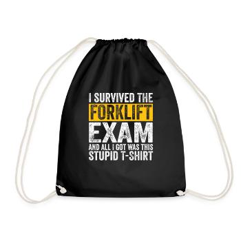 Funny Survived The Forklift Exam Forklifter Forkli - Turnbeutel - Schwarz - Vorne