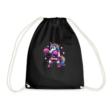 Niedliches Muay Thai und Thai Boxen Einhorn - Turnbeutel - Schwarz - Vorne
