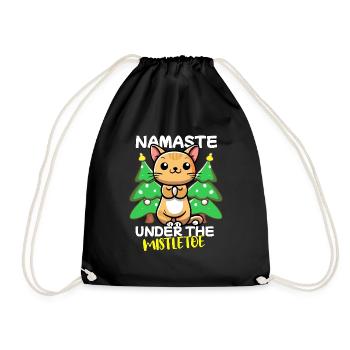Kleine Katze macht Yoga an Weihnachten Namaste - Turnbeutel - Schwarz - Vorne
