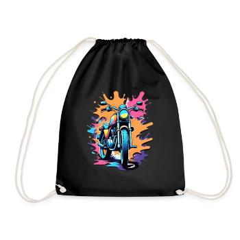 moto vintage style retro - graffiti - Sac de sport léger - noir - Devant