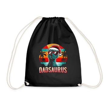 Holiday Dadsaurus Family Matching Xmas Christmas - Drawstring Bag - black - Front