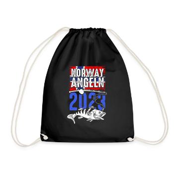 Angeltour Norwegen Fischer Angelteam Karpfen Angle - Turnbeutel - Schwarz - Vorne