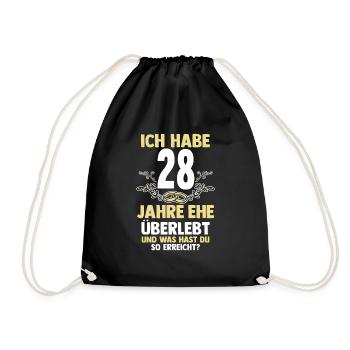 Ehe Nelkenhochzeit 28 Jahre Verheiratet Hochzeitst - Turnbeutel - Schwarz - Vorne