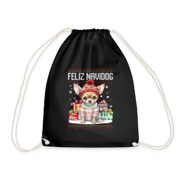 Chihauhau Hund Feliz Navidog - Feliz Navidad Christ - Turnbeutel - Schwarz - Vorne