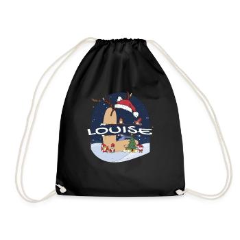 Toller Louise-Name mit Weihnachtsmütze im Weihnachtsthema - Turnbeutel - Schwarz - Vorne