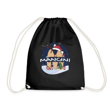 Toller Mancini-Name mit Weihnachtsmütze im Weihnachtsthema - Turnbeutel - Schwarz - Vorne