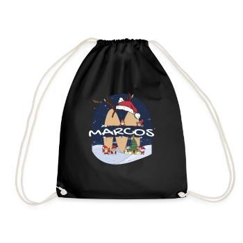 Nom de Marcos génial w chapeau de père Noël dans le thème de Noël - Sac de sport léger - noir - Devant