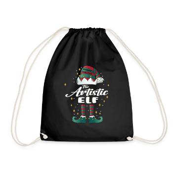artistic Elf funny Family Christmas Weihnachten - Turnbeutel - Schwarz - Vorne